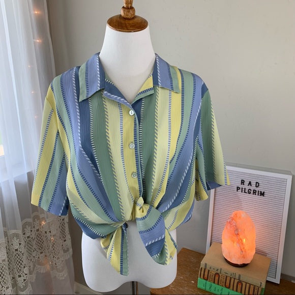 Vintage Striped Button Up Top - 80’s/90’s - Picture 2 of 6